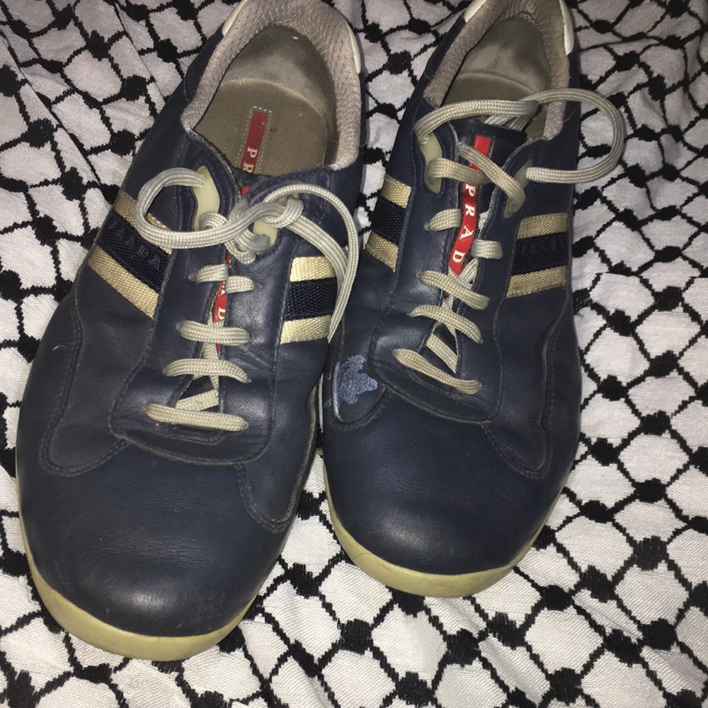 Leather dress up Sneakers PRADA for men sz 11